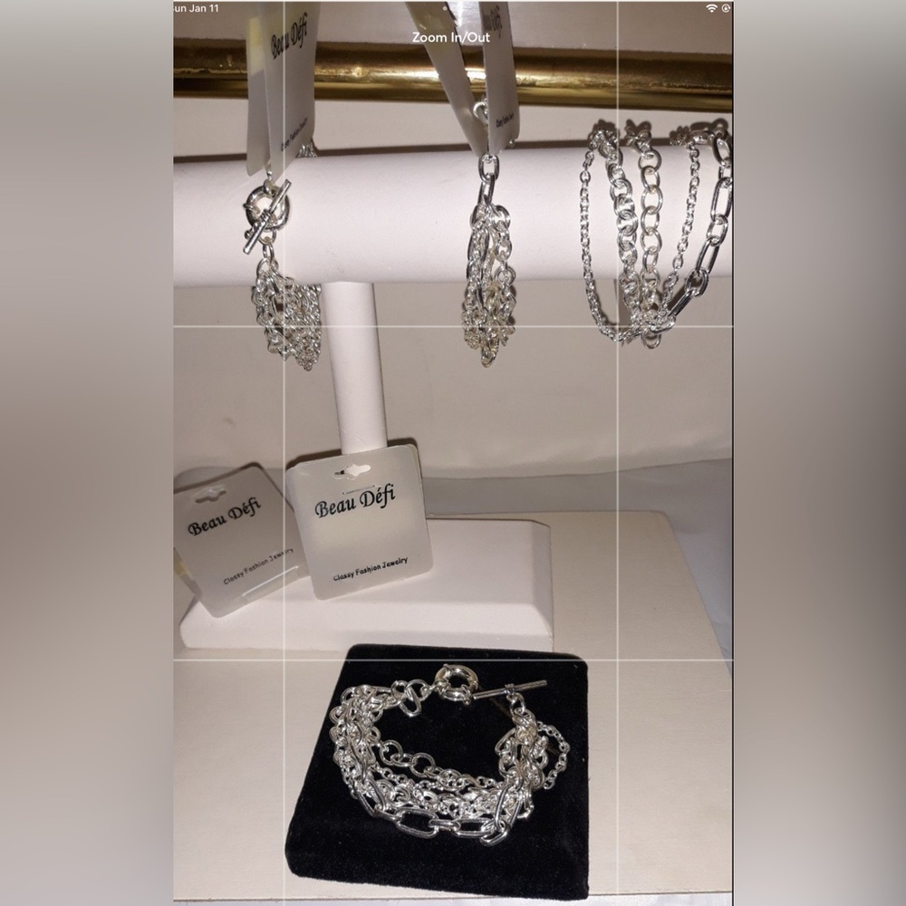 4pc Retro SILVER MULTI CHAIN BRACELET UNSEX CLASSY HIGH END FASHION NW LT#2000ev